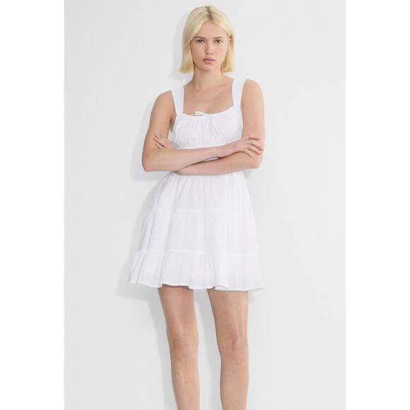 Aritzia Sunday Best Women's Martine Admiral Poplin Mini Dress Bohemian White 2XS